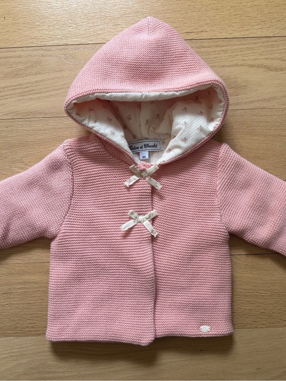 Tartine et Chocolat Pink Hooded Quilted Baby Jacket